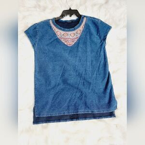 Max Jeans Blue Denim short sleeve top Sz‎ XS